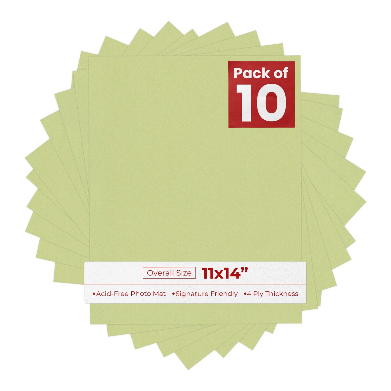 Pistachio Green 11x14 Uncut Mat Board - Blank Sheets, No Opening